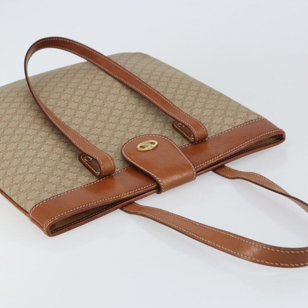 CELINE Macadam Canvas Tote Bag PVC Beige Gold Auth 156447 - Picture 6 of 16